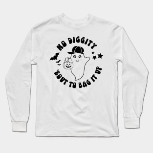 No Diggity Bout To Bag It Up Boy Ghost Boy Halloween Long Sleeve T-Shirt